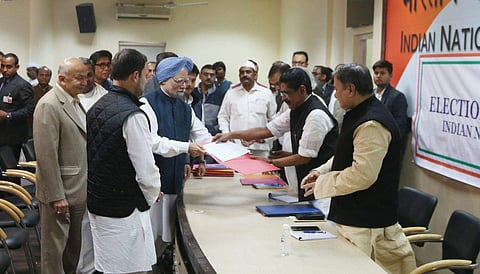 Rahul Gandhi files his nomination at the All India Congress Committee headquarters in New Delhi. (Express Photo Service | Shekhar Yadav)