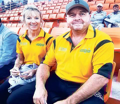 (Left) Lachlan Sharp and his parents Richard, Tania | biswanath swain