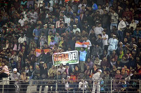Audience present on the inagural day of 'Odisha Men's Hockey World League Final' at Kalinga Stadium, in Bhubaneswar. | Express Photo Service