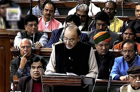 Finance Minister Arun Jaitely tabling the Union Budget 2017-18 in the Parliament in New Delhi on Wednesday. | PTI