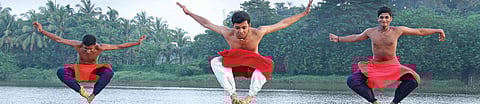 Aravind during a Kathakali practice session