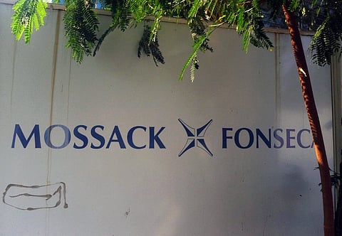 View of a sign outside the building where Panama-based Mossack Fonseca law firm offices are placed in Panama City on April 3, 2016. (File Photo)