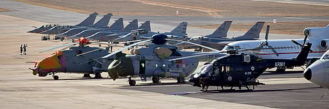 Preparation for Aero India 2017 at Yelahanka Air Force Station in Bengaluru on Monday. | (Jithendra M | EPS)
