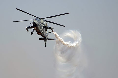 Advanced light helicopter Dhruv performs during Aero India in Bengaluru. (Pushkar V | EPS)