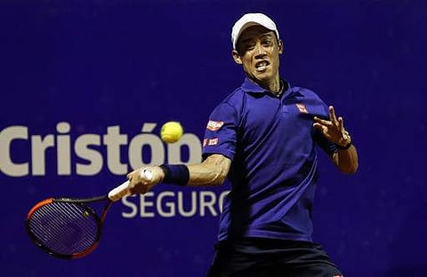 Japan's Kei Nishikori eyes the ball during the ATP Argentina Open match against Diego Schwartzman of Argentina, in Buenos Aires. | AP