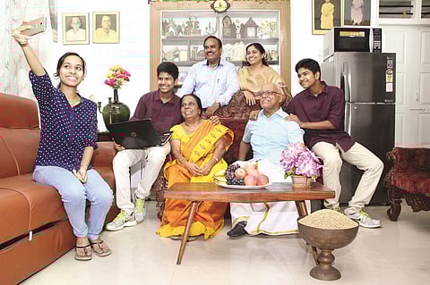 Sajith J Palakkappilly with his family. | EPS
