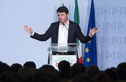 Former Italian Premier Matteo Renzi talks during a national assembly of the Democratic Party, in Rome's Hotel Parco de' Principi on February 19. (Photo | AP)