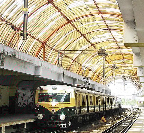 Damaged polycarbonate roofs of Chepauk MRTS station in the city | Ashwin prasath
