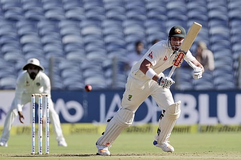 Australia's Matthew Renshaw bats during the first day of the first test cricket match against India in Pune, India, Thursday, Feb. 23, 2017. | AP