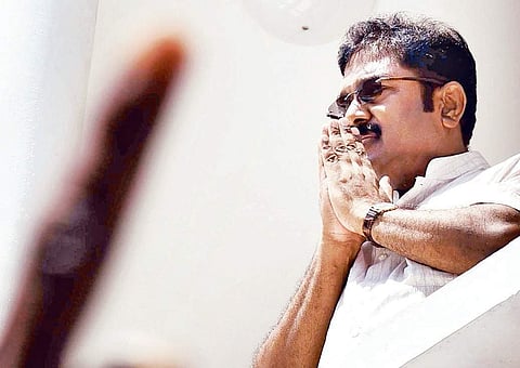 AIADMK deputy general secretary TTV Dinakaran greeting the partymen after taking charge at the party headquarters in Chennai on Thursday | p Jawahar