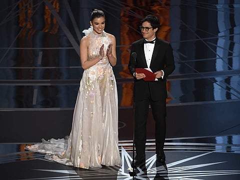 Hailee Steinfeld, left, and Gael Garcia Bernal present the award for Best Animated Feature Film to 'Zootopia'. (Photo | AP)