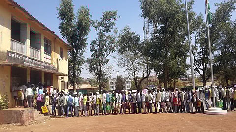 A long queue outside the forest department office.