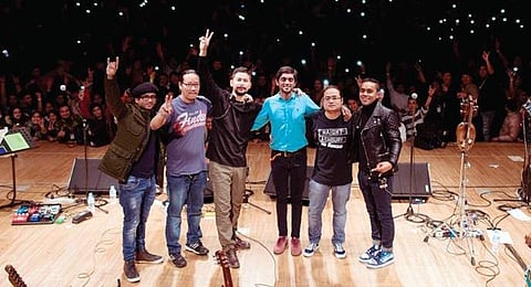 Bipul Chettri (third from left) with his band