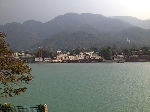 The Ganga flows by the Garhwal hills on Sunday as sleepy Uttarakhand stirred up for the approaching election on February 14 | Vikram Sharma