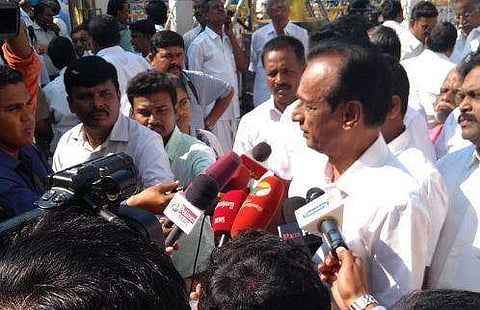Senior AIADMK leader S Semmalai speaks with the media at the party headquarters. | EPS