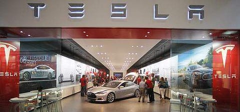 Tesla showroom at the Washington Square Mall in Portland. (File Photo | AP)