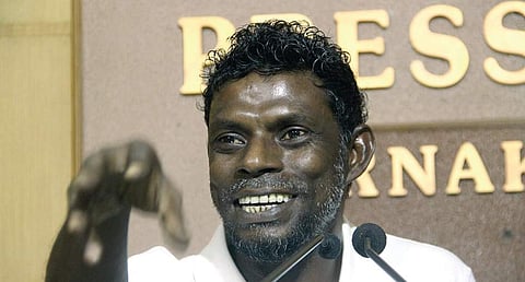 State film award winner Vinayakan during a press meet in Kochi on Thursday | Melton Antony