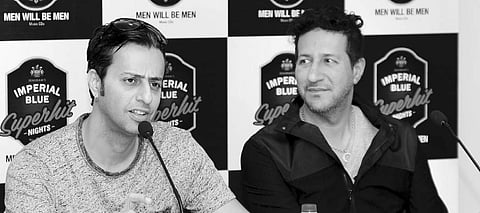 Bollywood music director duo Salim-Sulaiman addressing a press conference during a promotional event in Mangaluru on Friday I Express