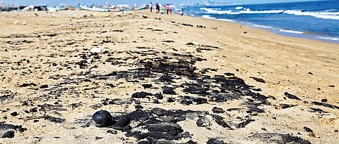 Oil spills at the sea and beachRomani Agarwal