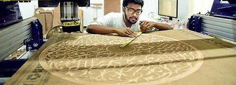 Tanvir, a mechanical engineer, at the Fablab Technology Innovation Zone at Kalamassery Albin Mathew