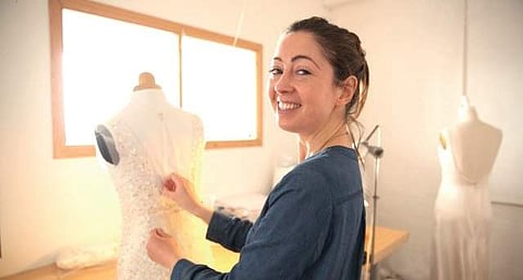Olwen Boukes in her studio in London