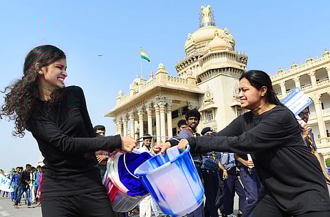 Women perform a skit on World Water Day in Bengaluru on Wednesday | NAGESH POLALI