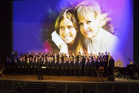 The Gay Men's Chorus of Los Angeles performs at the Carrie Fisher and Debbie Reynolds Memorial Service at The Forest Lawn on Saturday, March 25, 2017, in Los Angeles. (Photo|AP)