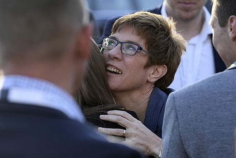 Saarland governor Annegret Kramp-Karrenbauer of the Christian Democratic party is congratulated after the election in the German state of Saarland in Saarbruecken, Sunday, March 26, 2017. | AP