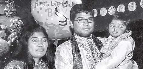 Narra Sasikala and son Anish Sai with husband.