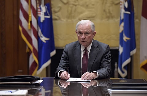 In this Feb. 9, 2017, file photo, Attorney General Jeff Sessions holds a meeting with the heads of federal law enforcement components at the Department of Justice in Washington. | AP