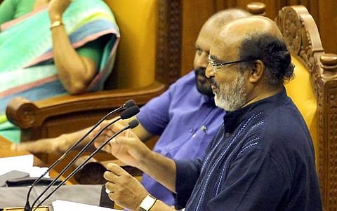 Finance Minister Thomas Isaac presenting the budget. (Kaviyoor Santhosh | EPS)