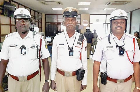 About 50 traffic police personnel were given GPS-enabled body cameras, which they will while on duty | Express