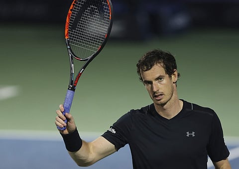 Andy Murray of Great Britain celebrates after he beats Lucas Pouille of France during a semi final match of the Dubai Tennis Championships, in Dubai, United Arab Emirates, Friday, March 3, 2017. | AP