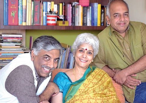 Shobha Viswanath with husband C P Viswanath and Narayan Parasuram