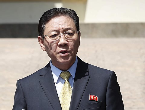 North Korea's Ambassador to Malaysia Kang Chol speaks to the media outside the North Korean Embassy in Kuala Lumpur, Malaysia. (File Photo | AP)