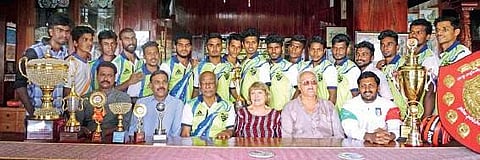 Kovalam Football Club players and club management Pradeep Chandran