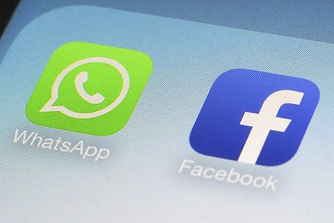 WhatsApp and Facebook app icons on a smartphone (File Photo | AP)