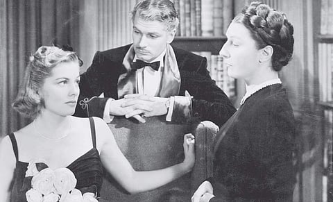 A 1940 film Rebecca stars Joan Fontaine and Laurence Olivier as narrator and Maxim