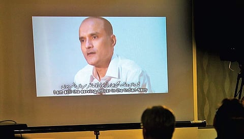 A video grab of Kulbhushan Jadhav’s statement released by Pakistan. India has said that Jadhav was tortured and video was recorded under immense pressure | Express Photo Service