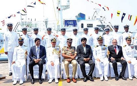 DGP N Samba Siva Rao at the launch of ICG interceptor boat C-423 at Krishnapatnam Port in Nellore district | Express