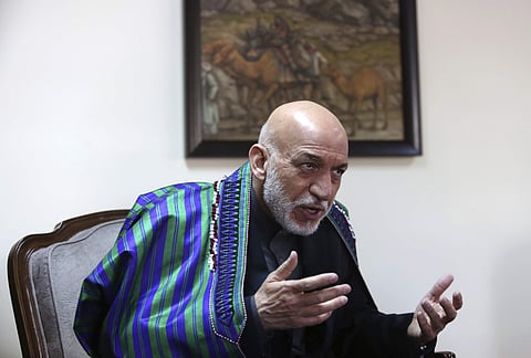 Former Afghan President Hamid Karzai speaks during an interview with the Associated Press in Kabul, Afghanistan, Monday, April 17, 2017. | AP