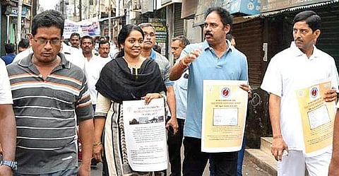 District tourism officer Gyanveni and MLA V Ganesh Kumar during the heritage walk organised in Visakhapatnam on Tuesday | Express