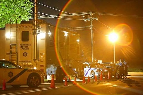 An Arkansas State Police Command post outside the Varner Unit as executions take place near Varner on April 24. (File Photo | AP0
