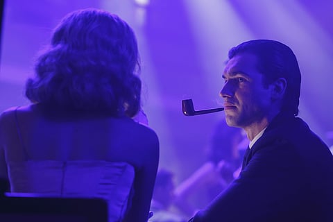 This image released by Amazon Prime shows Matt Whelan as a young Hugh Hefner in “American Playboy: The Hugh Hefner Story,” premiering on Amazon Prime on Friday. (AP)