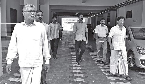 The accused in the Hakeem murder case - K P Abdul Nazar, Abdul Salam and Ismail - coming out of the Ernakulam Chief Judicial Magistrate Court in Kochi on Thursday | Albin Mathew
