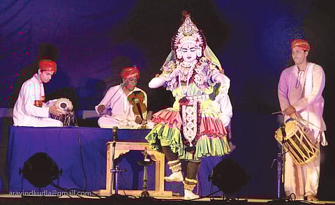 Artistes performing 'Chakravyooha' at Mangaladevi where the violin provided background music for the first time | ARAVIND KUDLA
