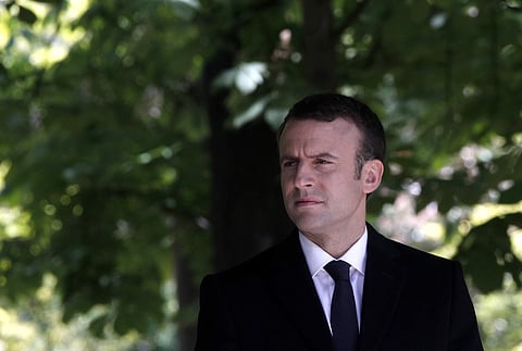 Emmanuel Macron attends a ceremony commemorating the abolition of slavery, in Paris, Wednesday, May 10, 2017. (AP)