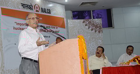 Photo - Member of Atomic Energy Commission Bhushan Grover delivering lecture