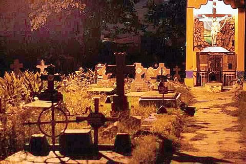 Graveyards just yards away