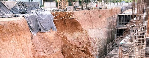 The under-construction site at Old Madras Road where a mud wall collapsed on Tuesday | Nagaraja Gadekal